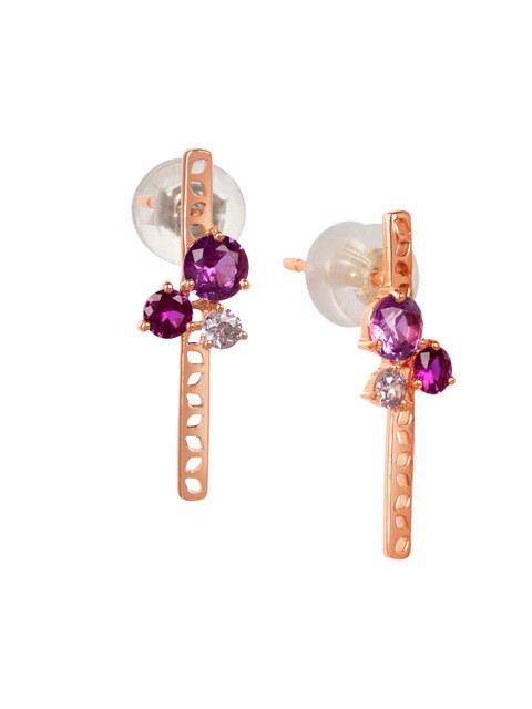 

Mia by Tanishq 14 Kt Gold Amethyst Love Drop Earrings, Rose