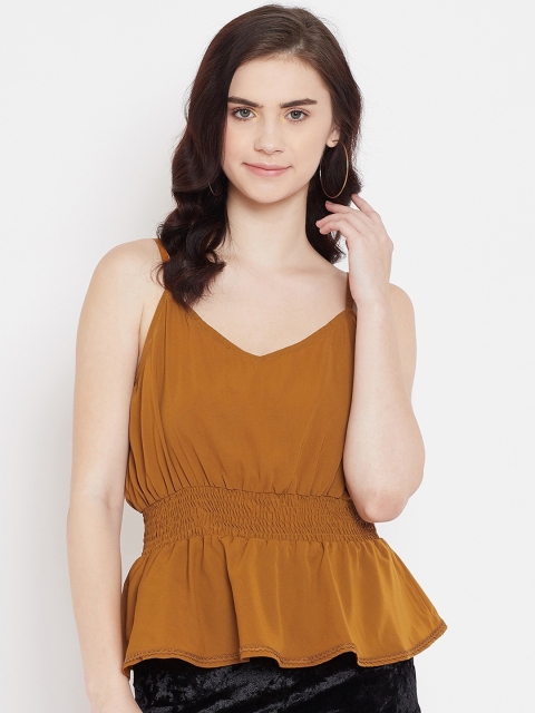 

LUCERO Women Mustard Yellow Solid Peplum Top