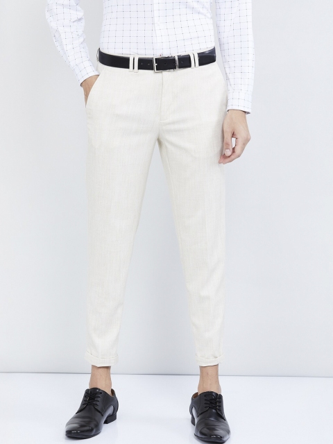 

max Men Beige Slim Fit Solid Regular Trousers
