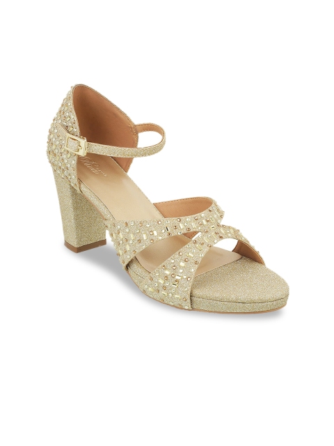 

Mochi Women Gold-Toned Woven Design Heels