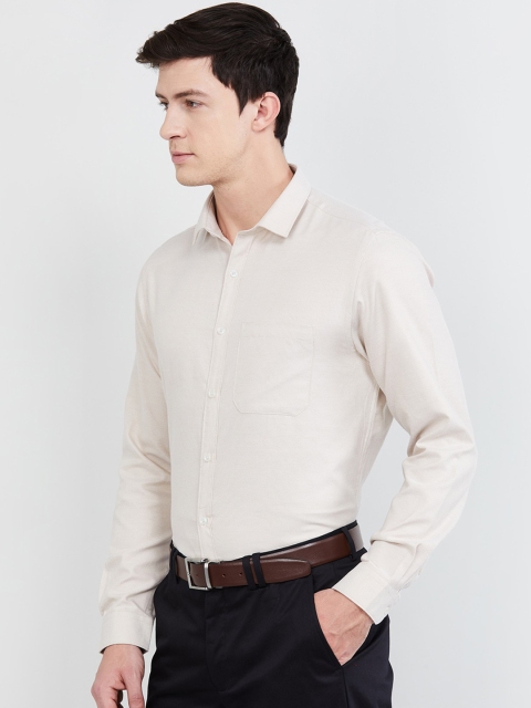 

max Men Cream Slim Fit Solid Formal Shirt