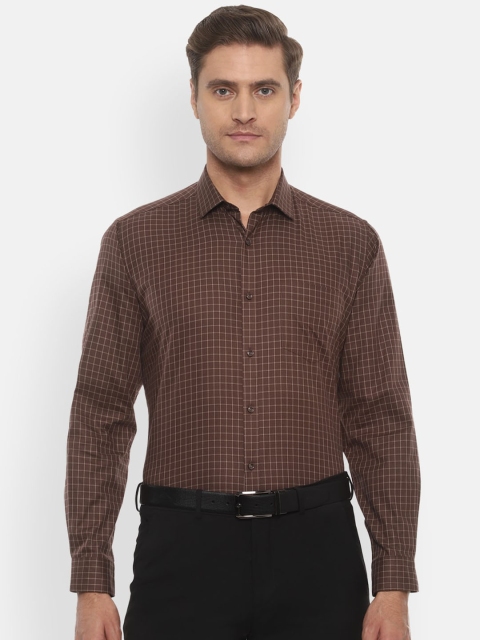 

Van Heusen Men Brown Regular Fit Checked Formal Shirt