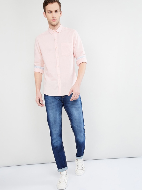 

max Men Peach Regular Fit Solid Casual Shirt