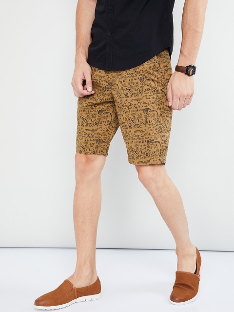 

max Men Brown Printed Regular Fit Regular Shorts