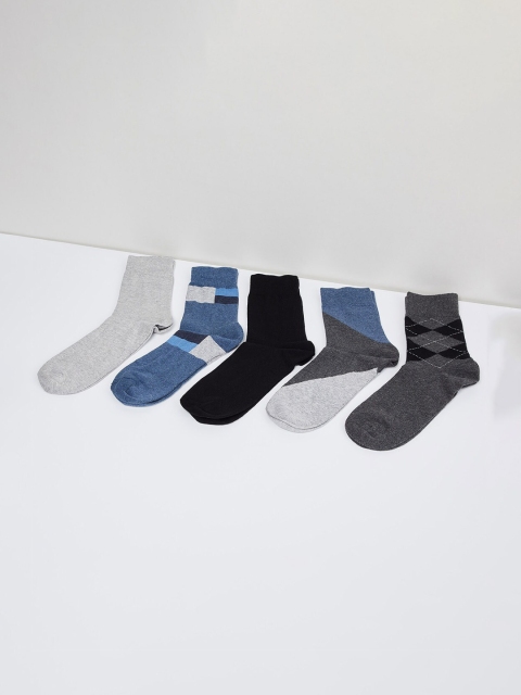 

max Men Pack Of 5 Calf-Length Socks, Black