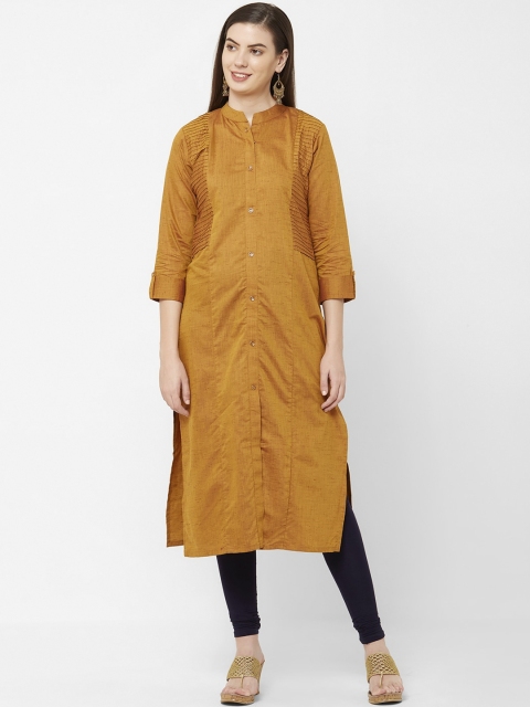 

Juliet Women Mustard Yellow Solid Straight Kurta