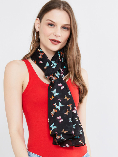 

max Women Black Printed Scarf