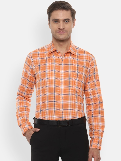 

Van Heusen Men Orange Slim Fit Checked Formal Shirt