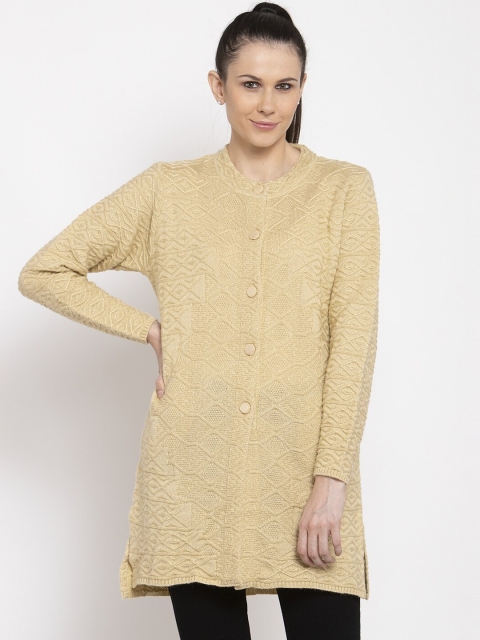 

VANYA Women Gold-Toned Self Design Cardigan Sweater