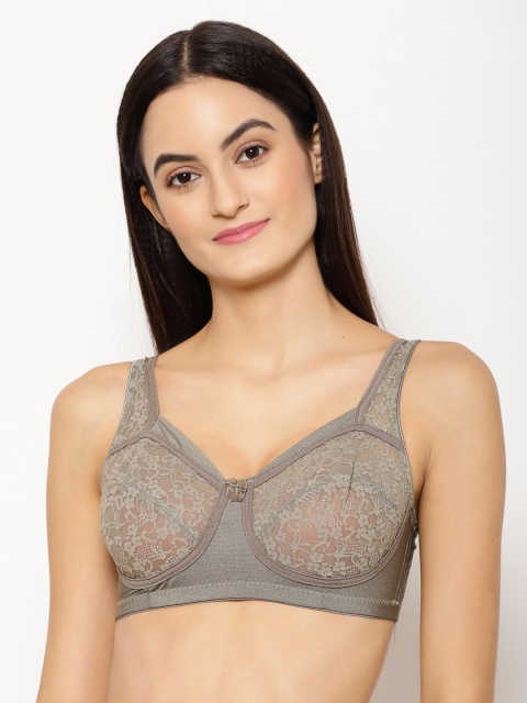 

Floret Olive Green Lace Non-Wired Non Padded Everyday Bra T3060_Olive