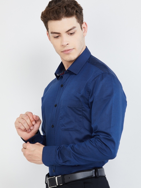 

max Men Blue Slim Fit Solid Formal Shirt