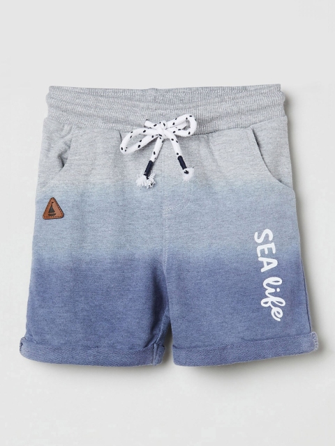 

max Boys Grey & Blue Colourblocked Regular Shorts