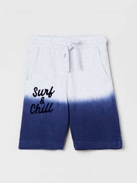 

max Boys Grey & Blue Colourblocked Regular Fit Shorts