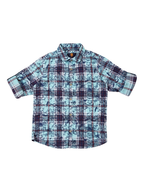 

URBAN SCOTTISH Boys Lavender & Blue Regular Fit Checked Casual Shirt