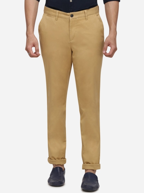 

JADE BLUE Men Khaki Regular Fit Solid Trousers