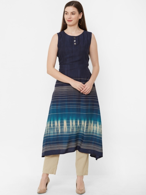 

Juliet Women Navy Blue Printed A-Line Kurta