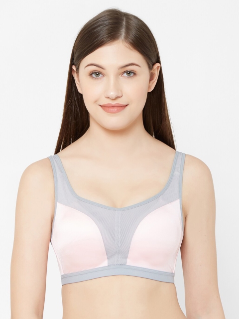 

Juliet Pink & Grey Colourblocked Workout Bra 010002800009835