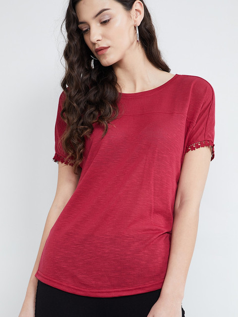 

max Women Maroon Solid Top