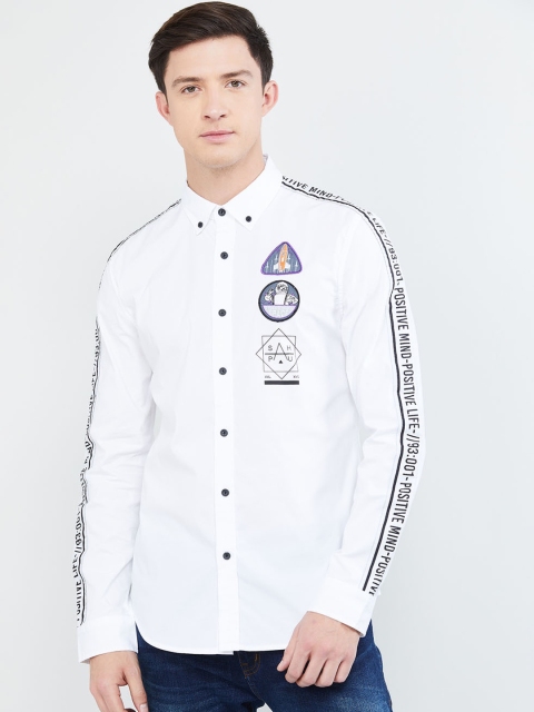 

max Men White Slim Fit Printed Casual Shirt