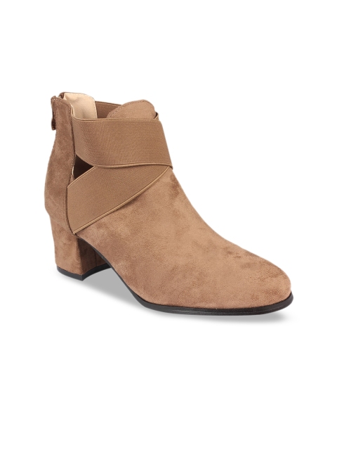 

Flat n Heels Women Khaki Brown Solid Heeled Boots