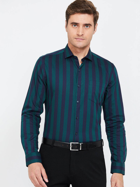 

CODE by Lifestyle Men Green Slim Fit Striped Formal Shirt