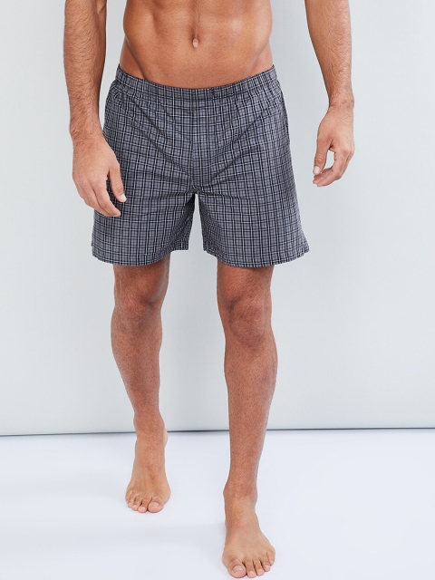 

max Men Black & Grey Checked Boxers