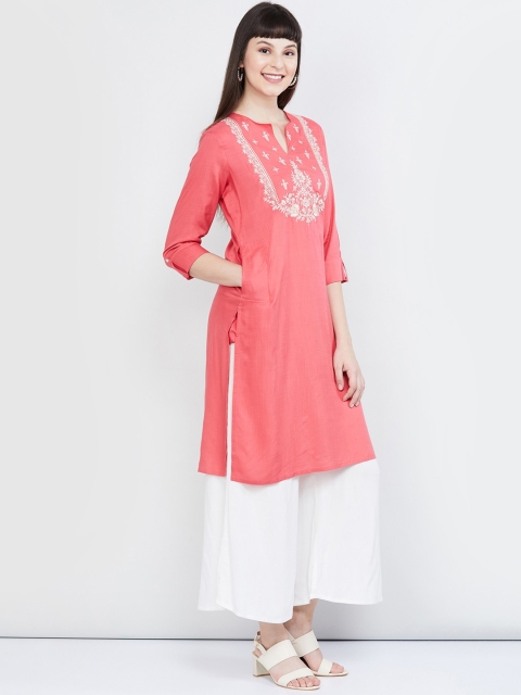 

max Women Pink Yoke Design A-Line Kurta
