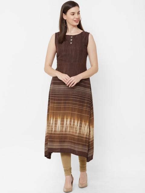 

Juliet Women Coffee Brown Printed A-Line Kurta