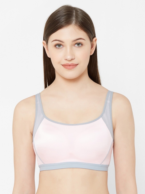 

Juliet Pink Colourblocked Non-Wired Heavily Padded Workout Bra 010002800009839-Pink