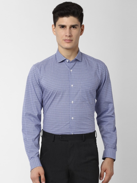 

Peter England Men Blue Regular Fit Checked Formal Shirt