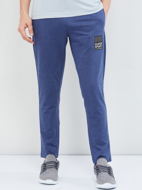 

max Men Blue Solid Straight Fit Track Pants