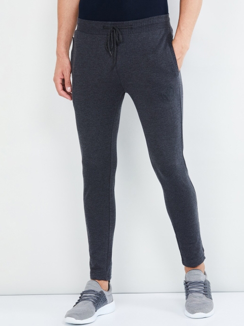 max Men Charcoal Grey Straight-Fit Track Pants