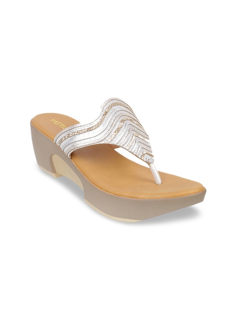 

Metro Women Silver Embellished Wedges