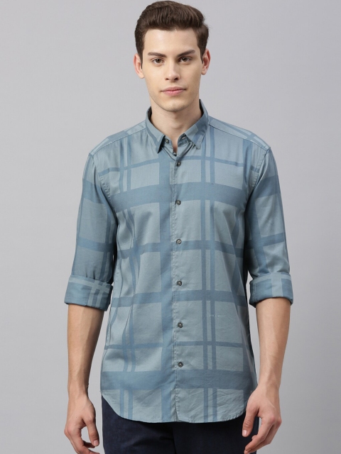 

RARE RABBIT Men Grey Tailored Fit Checked Casual Shirt