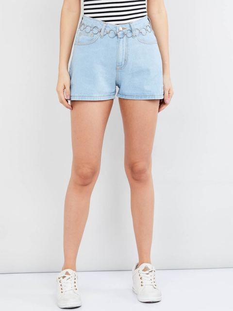 

max Women Blue Washed Regular Fit Regular Shorts