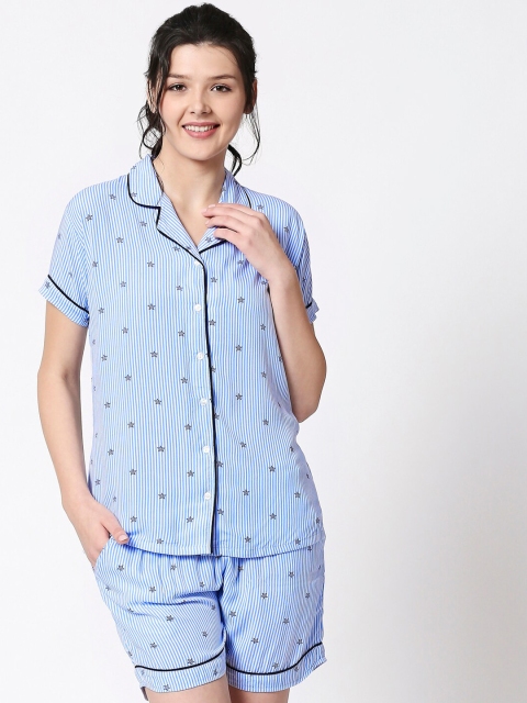 

I like me Women Blue Striped Night suit