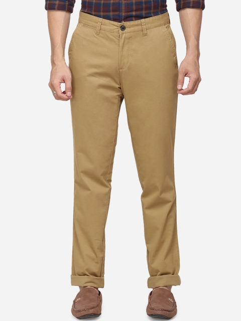 

JADE BLUE Men Khaki Brown Regular Fit Solid Regular Trousers