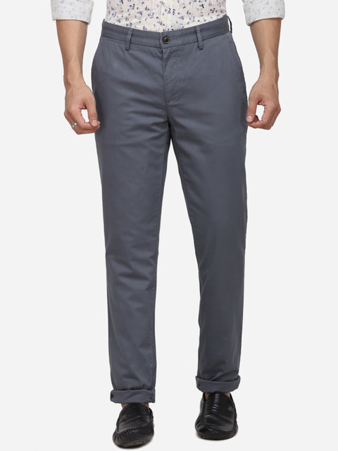 

JADE BLUE Men Grey Solid Regular Trousers