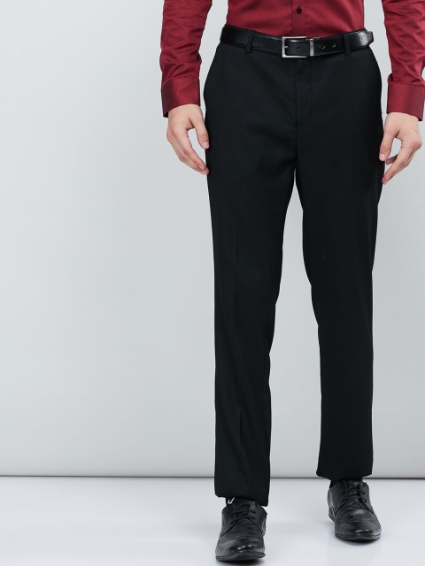 

max Men Black Slim Fit Solid Formal Trousers