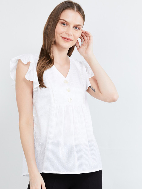 

max Women Off-White Solid Top