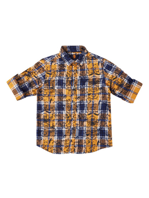 

URBAN SCOTTISH Boys Orange & Blue Regular Fit Checked Casual Shirt