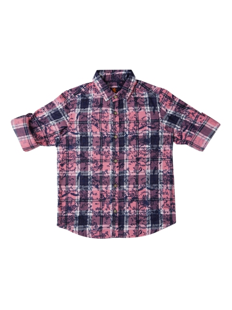 

URBAN SCOTTISH Boys Pink Comfort Regular Fit Printed Casual Shirt