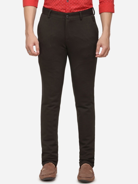 

JADE BLUE Men Brown Regular Fit Solid Regular Trousers