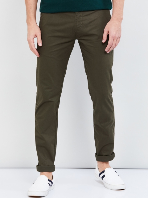 

max Men Green Skinny Fit Solid Chinos