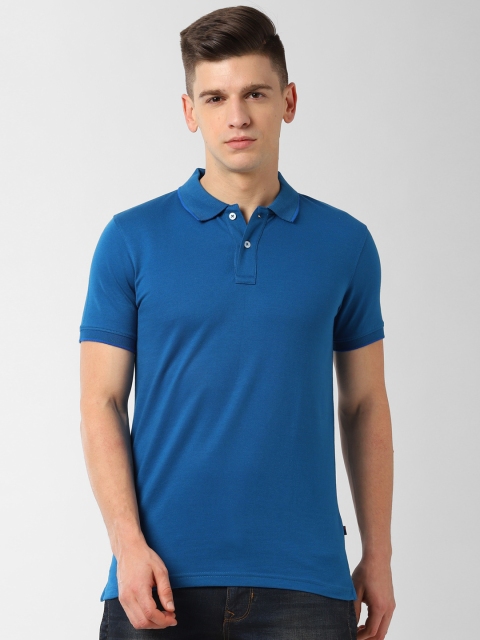 

Peter England Casuals Men Blue Solid Polo Collar T-shirt
