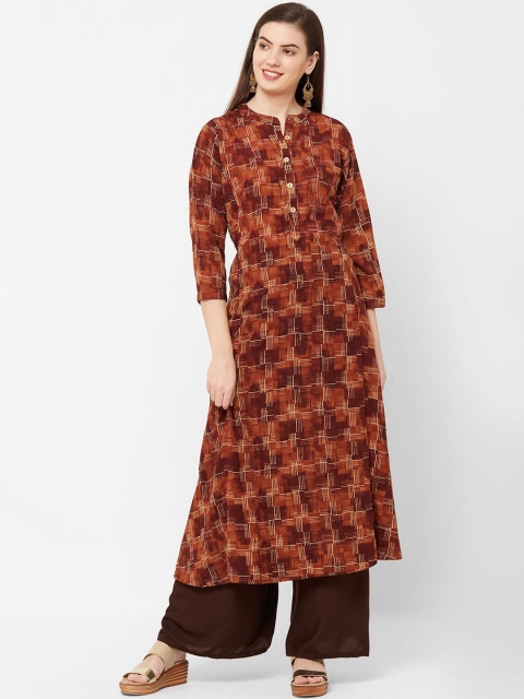 

Juliet Women Rust Brown Printed Anarkali Kurta