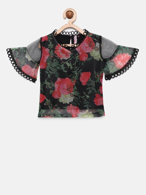 

Actuel Girls Black & Red Floral Printed Top