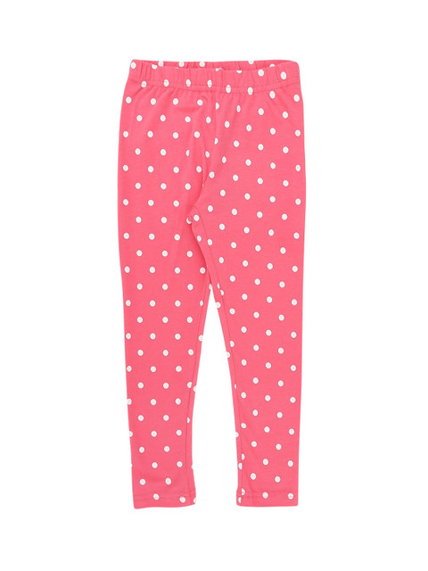 

Pantaloons Junior Girls Pink & White Polka Dots Printed Leggings