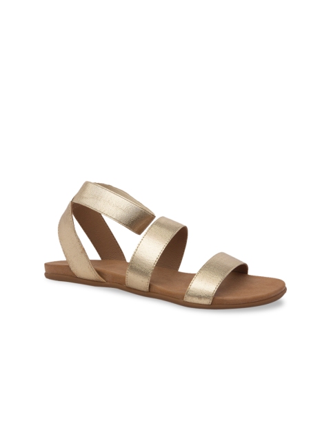 

Inc 5 Women Gold-Toned Solid Open Toe Flats