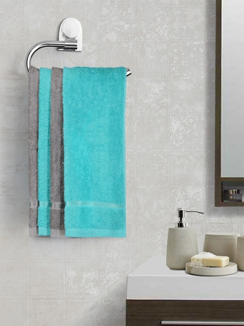 

CORE Designed by SPACES Set of 4 Green & Grey Solid 380 GSM Hand Towels, Sea green